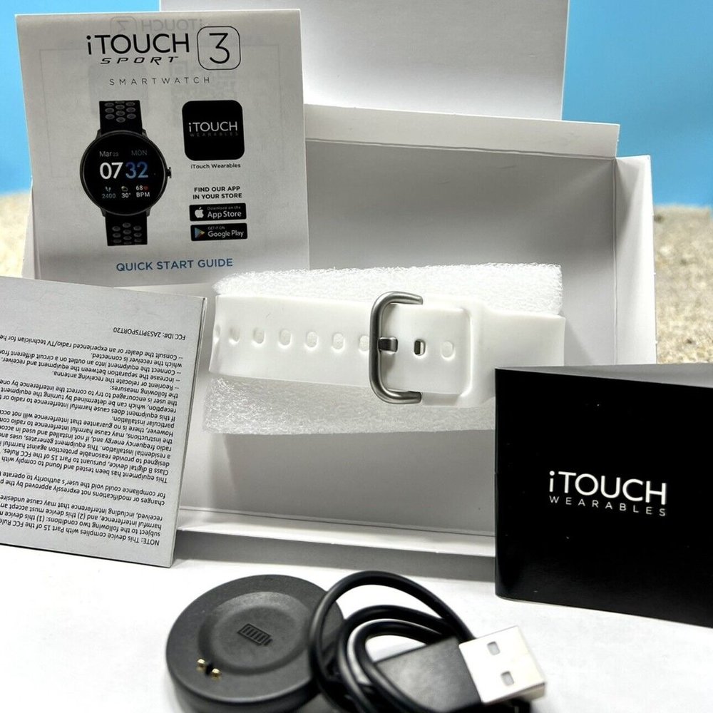 iTouch Sport 3 Smartwatch Fitness Tracker: Silver Case with White Strap - Picture 3 of 5